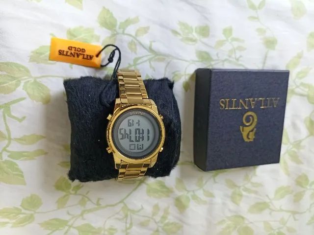 Relogio Digital com pulseira Aço Dourado - Relogio Atlantis G8061 - Foto 5