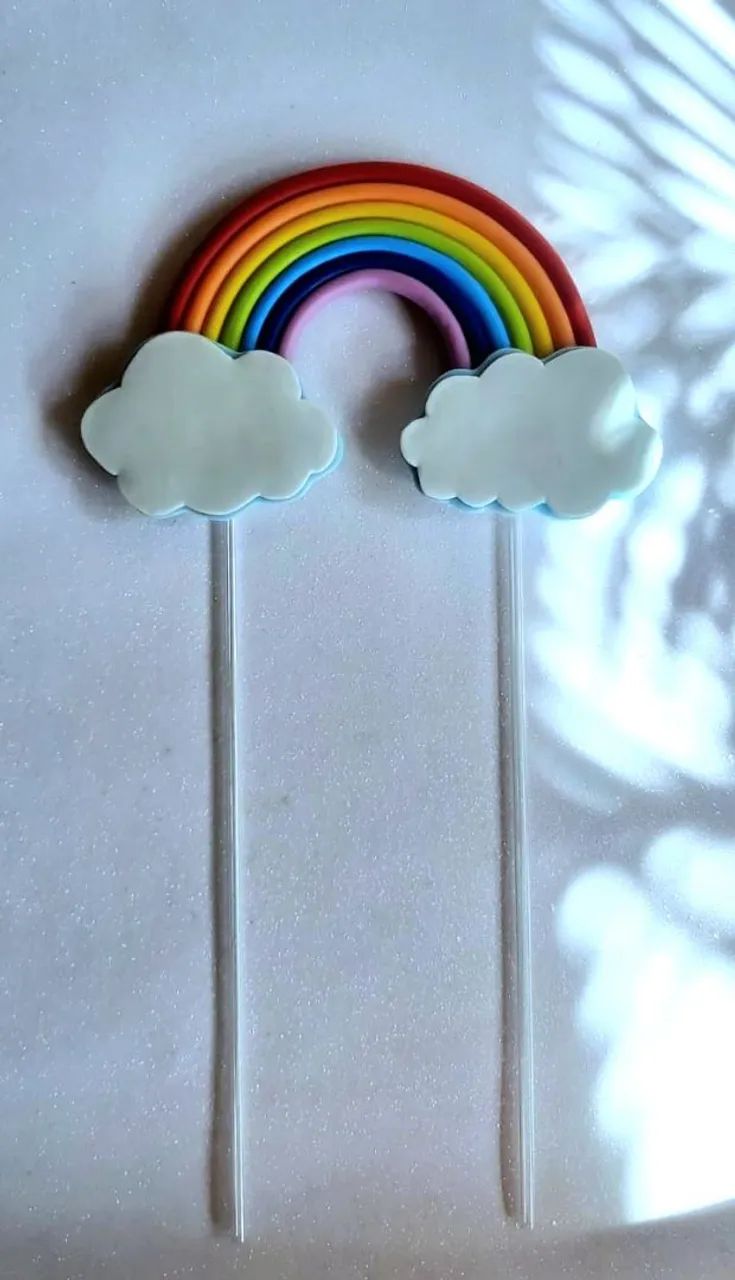 Topo de Bolo Tema Arco Iris - Foto 2