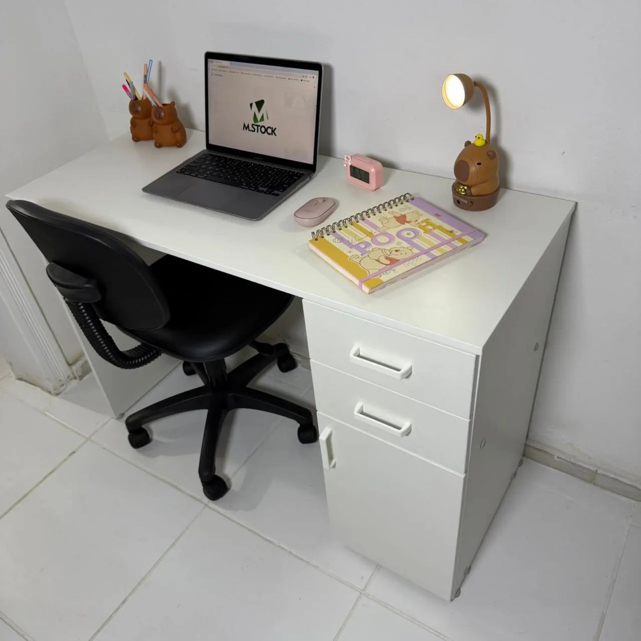 Home office mesa com 2 gavetas e armário 1,10 x 0,45m 