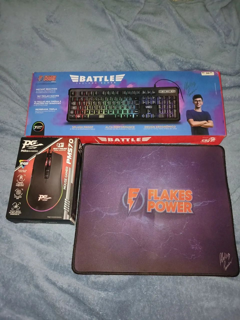 Kit, teclado, mouse e mouseped gamer