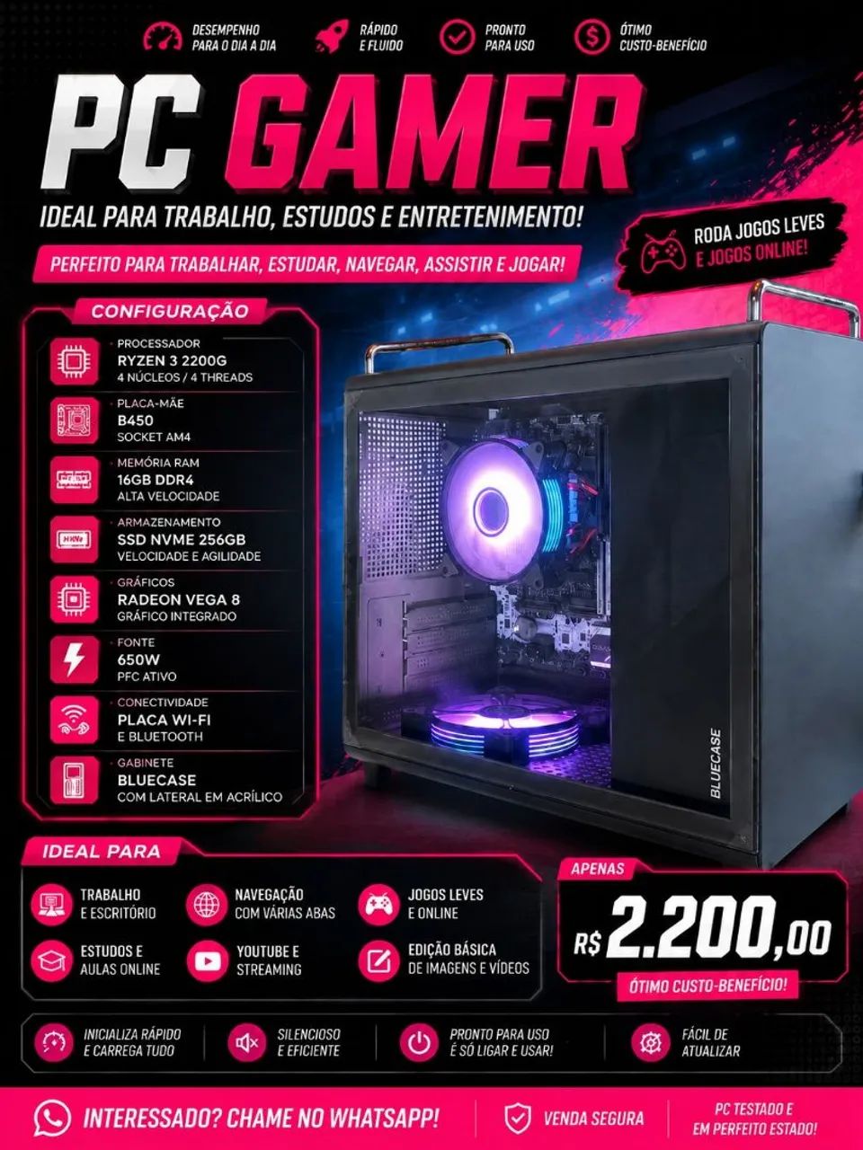 PC Ryzen 3 2200G 16gb RAM  - Foto 4