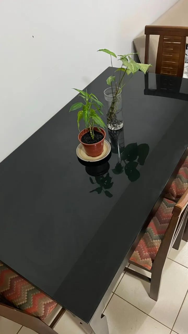 Mesa & Cadeira de Jantar c/ tampo de vidro - Foto 2