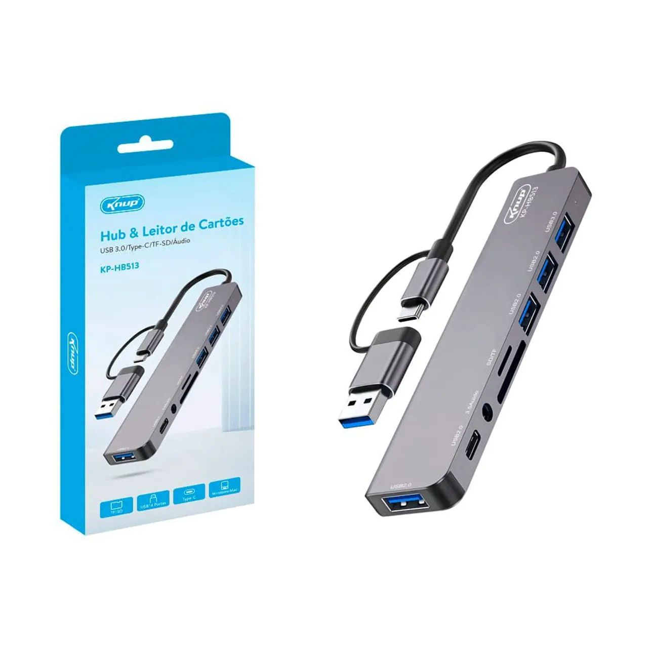 8 Em 2 USB A E C Hub Typo-Docking Station Adaptador  Multiporta 3.0 