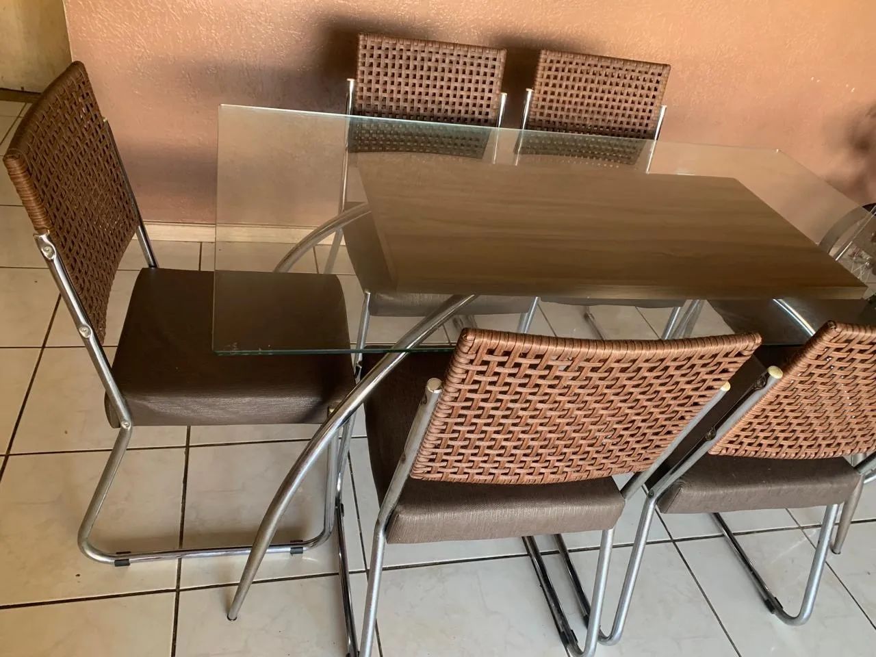 Mesa vidro temperado 6 lugares