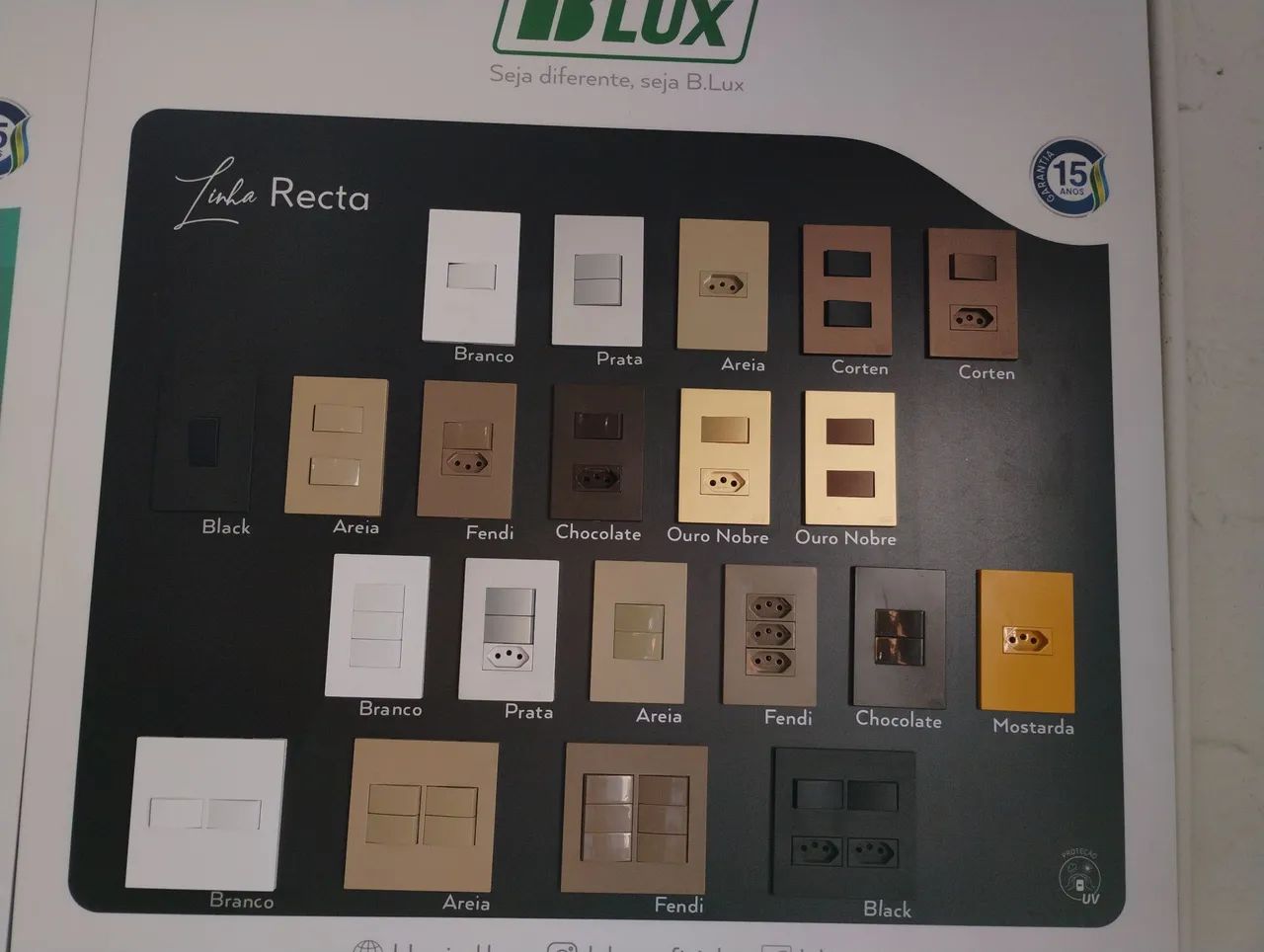 Tomadas e interruptores linha Blux 
