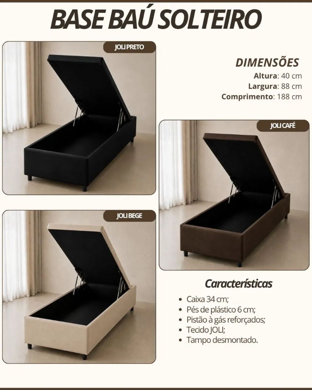 Base baú de solteiro para cama de solteiro 
