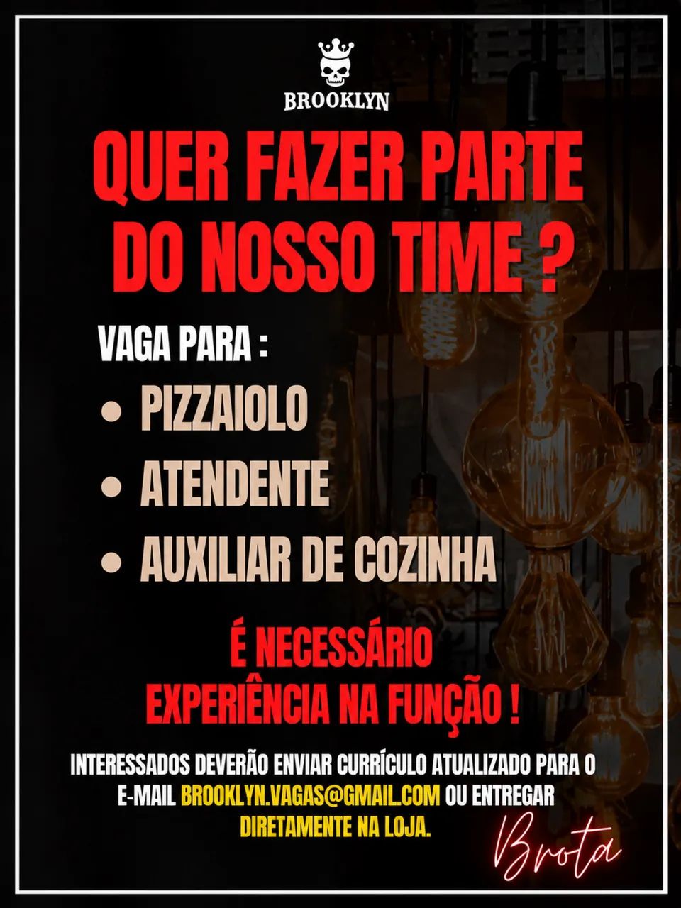 VAGAS PIZZARIA 
