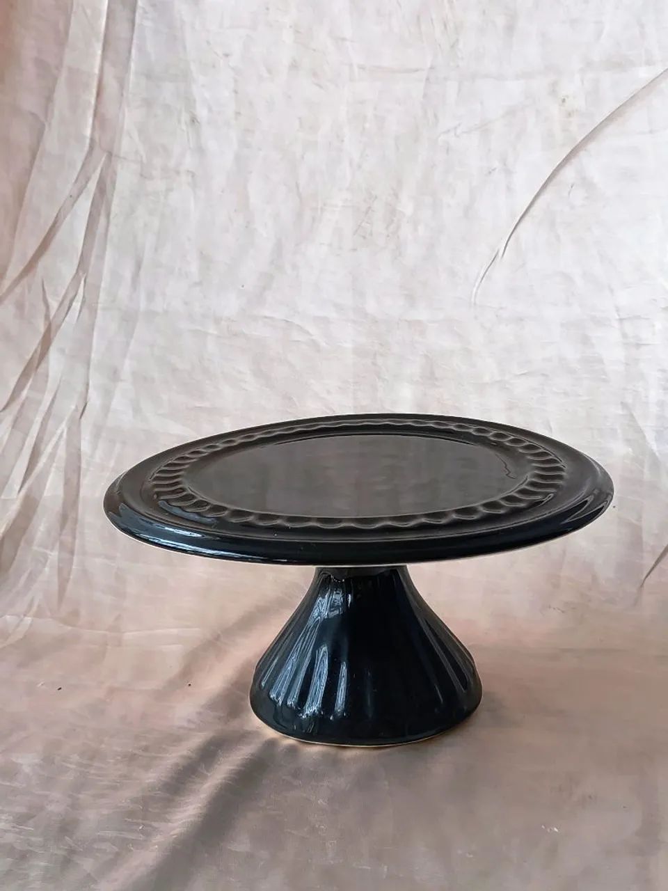 boleira em cerâmica preta linda festas doceira decoração cozinha casa vintage antiquario 