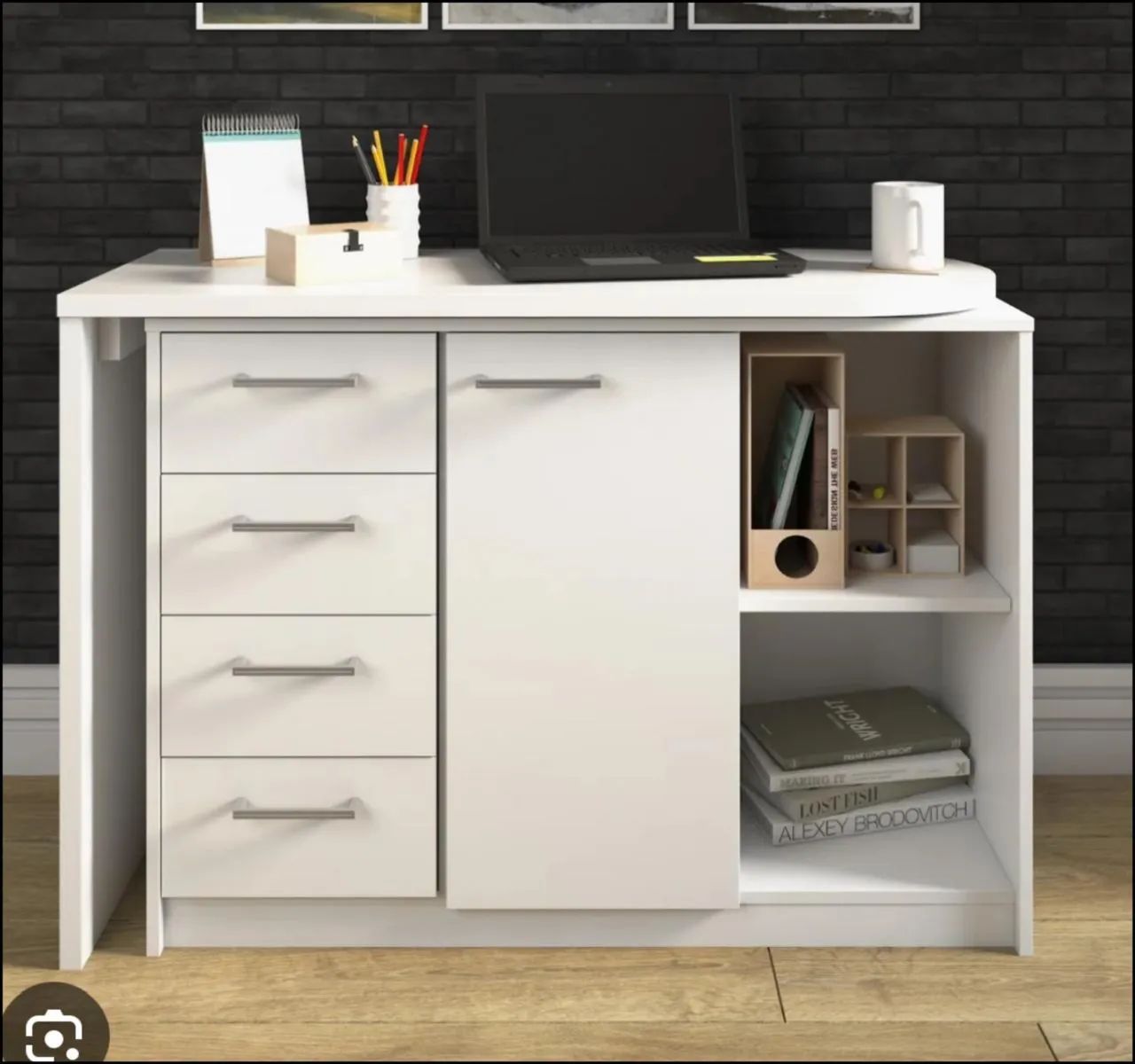 Logam Office Desk with 1 Door and 4 Drawers – Artany