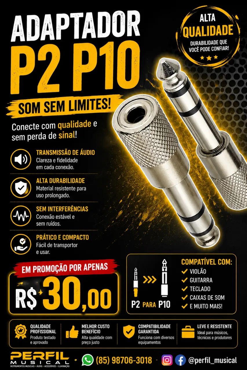 Adaptador p2 p10 metal storm 