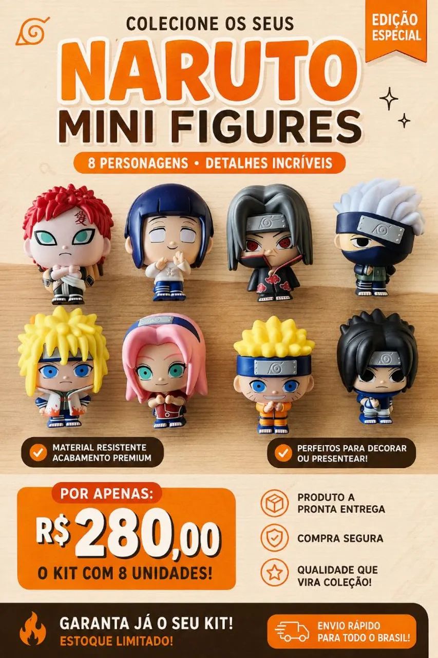 Bonecos naruto do Bk
