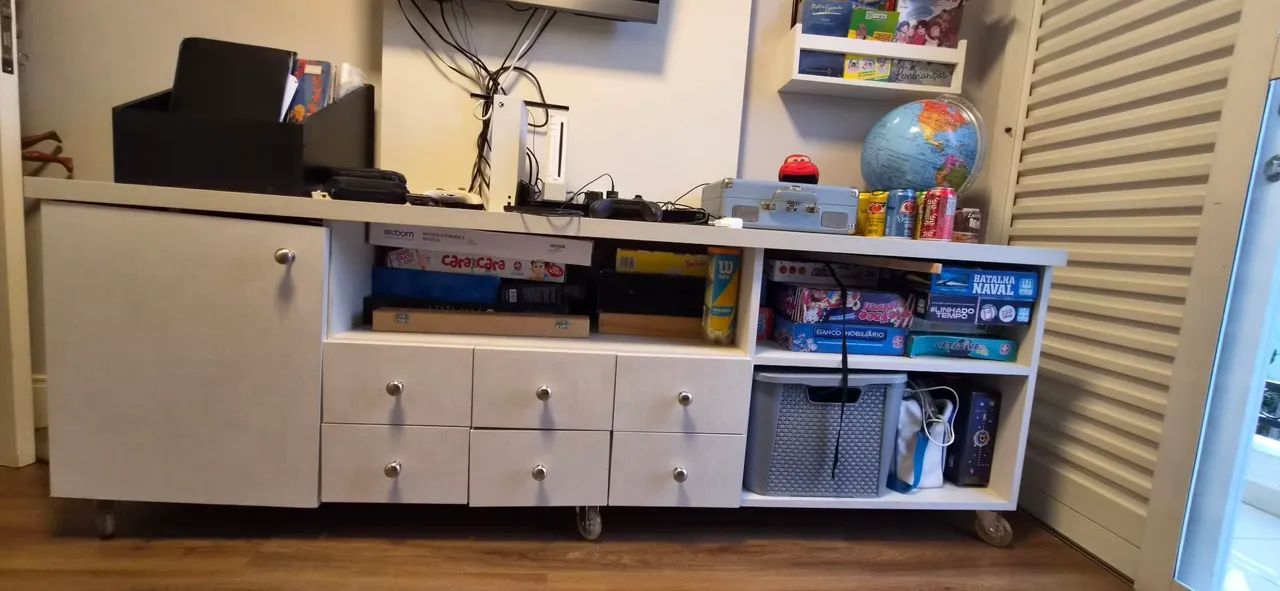 Cama Solteiro Alta com Escrivaninha + Móvel Rack - Foto 4