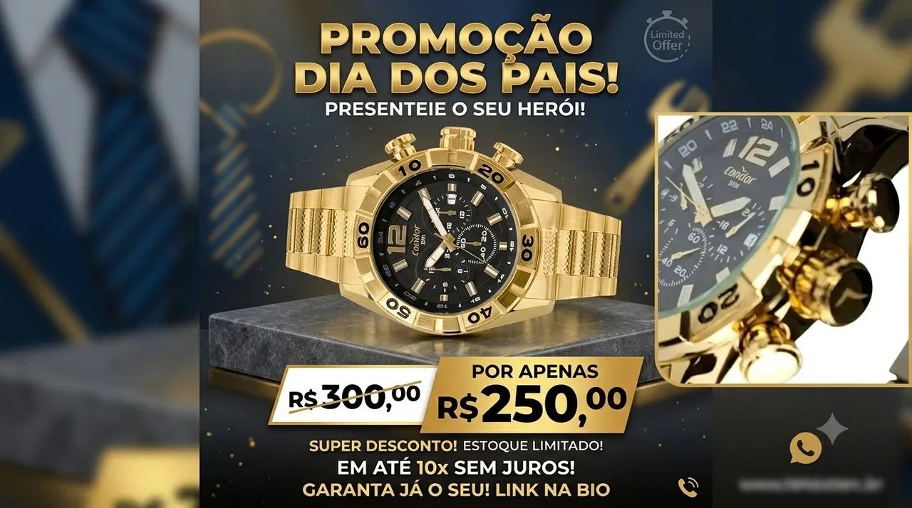 Relogio dourado condor masculino  - Foto 2