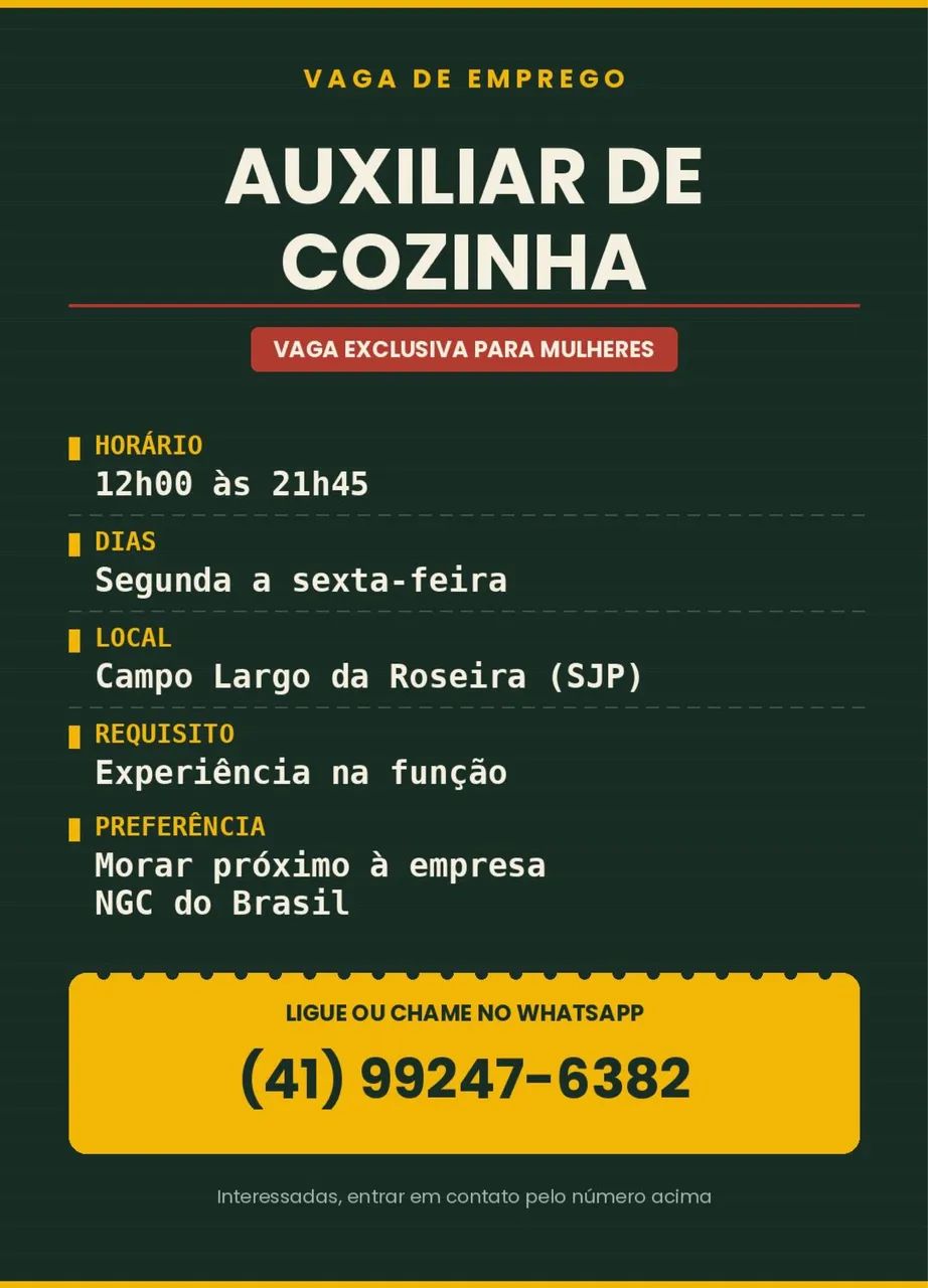 Vaga para auxiliar de cozinha 1