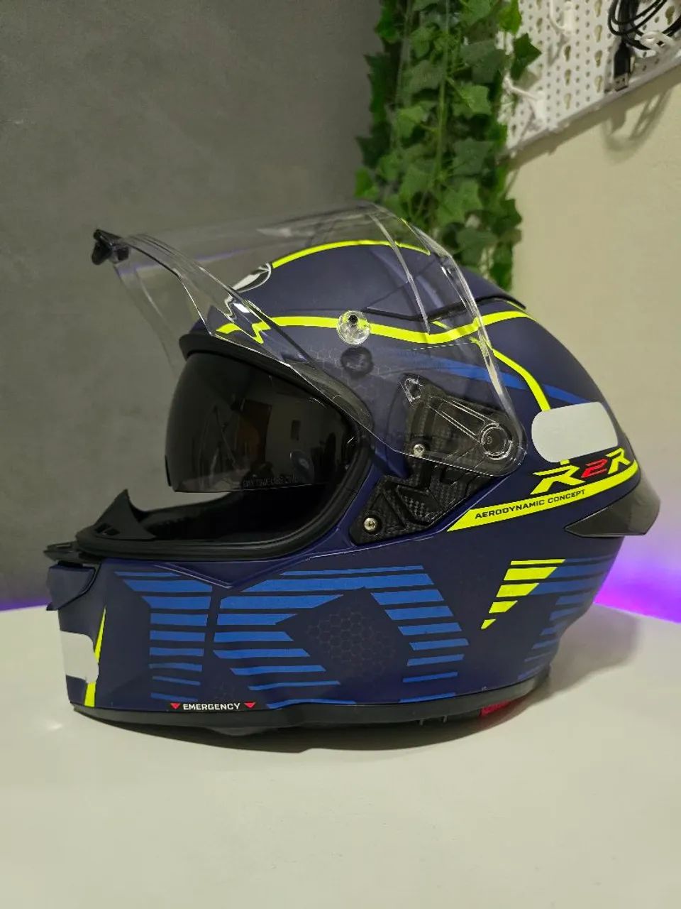 Capacete Moto KYT R2R Concept Blue