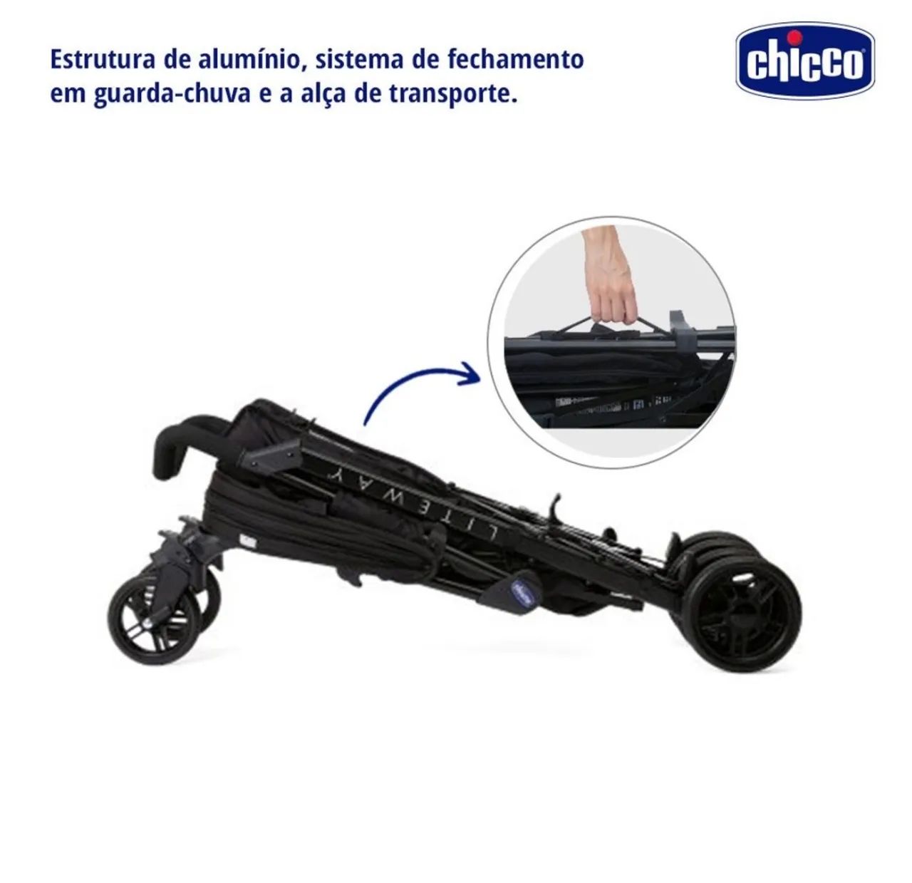 CARRINHO CHICCO LITEWAY PRETO  - Foto 4