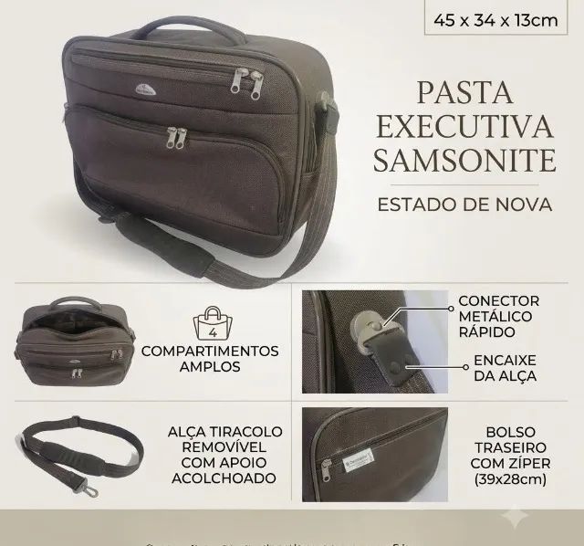 Bolsa Executiva Samsonite - Estado de Nova! 4 compartimentos,  Medidas: 45x34 cm