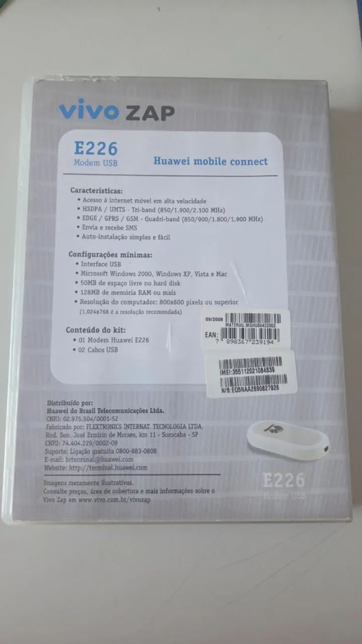 Modem USB Vivo Huawei E226 Original - Completo na Caixa - Foto 4