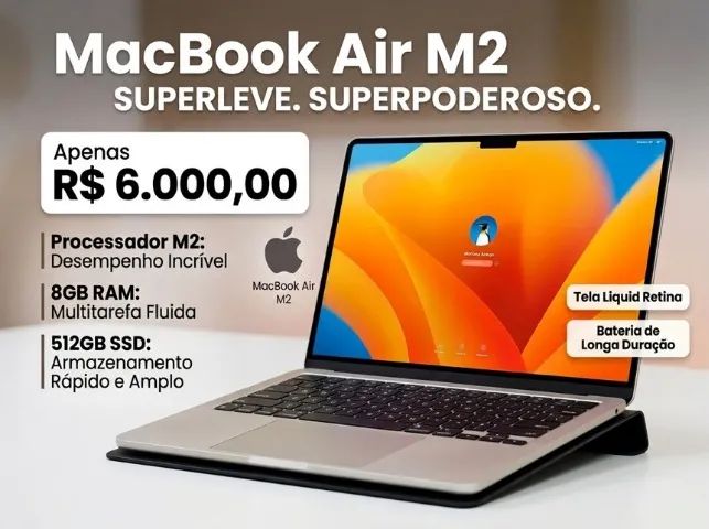 macbookair M2 メモリ8GB 512GB Apple Macbook Air M2 8gb 512gb - Praticamente novo! Sem detalhes