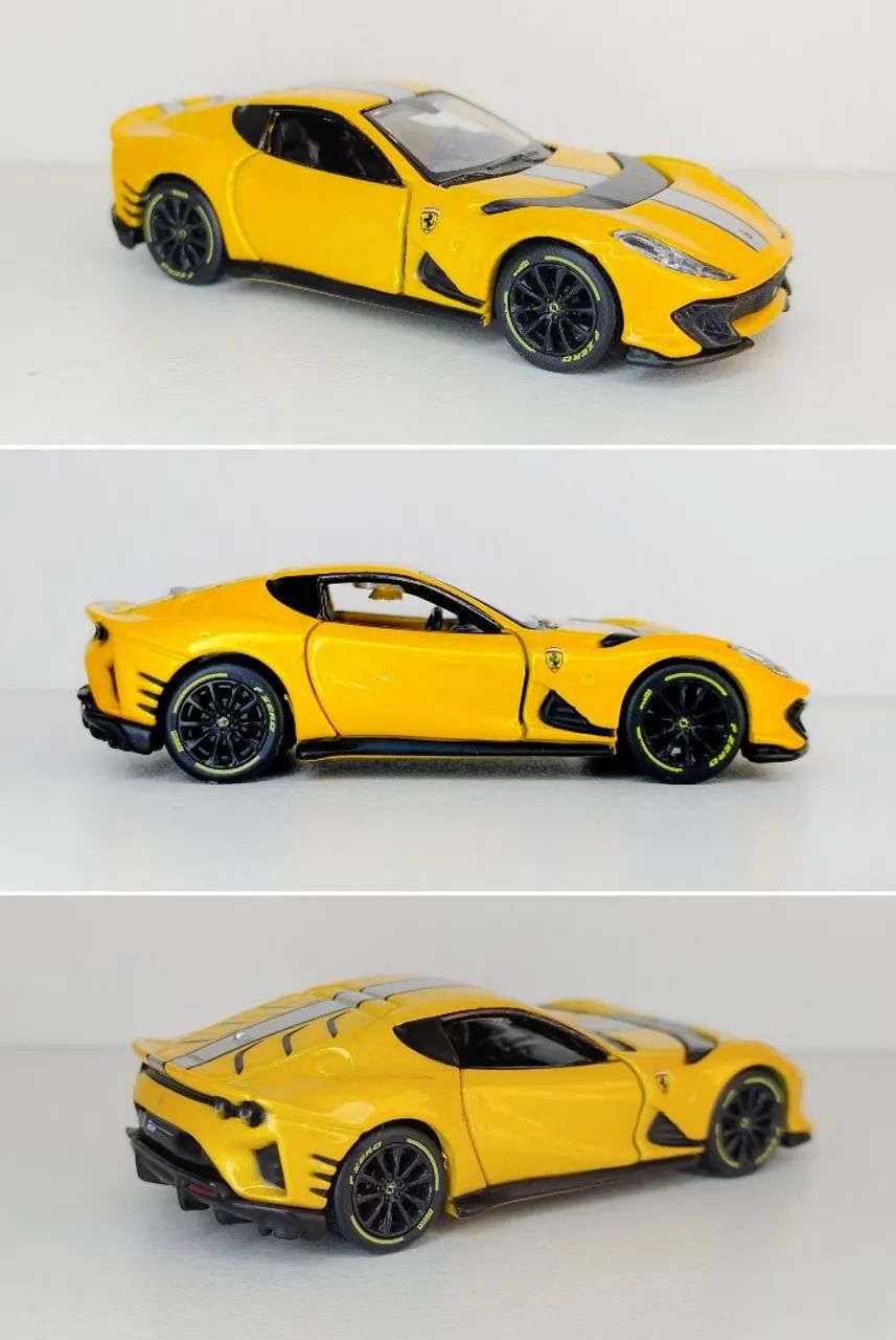 Miniatura Ferrari Maisto 812 Competizione amarelo moderna tamanho Hotwheels Premium  - Foto 4