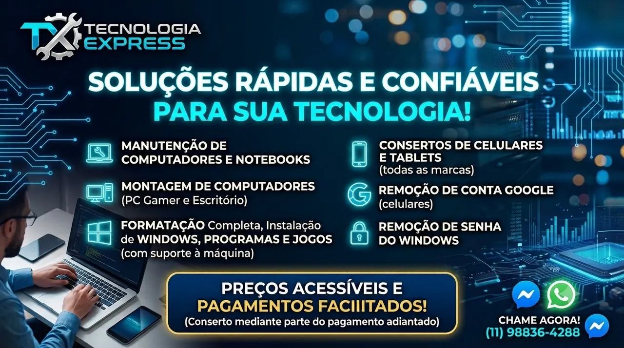 Manutenção de computadores, celulares e tablets