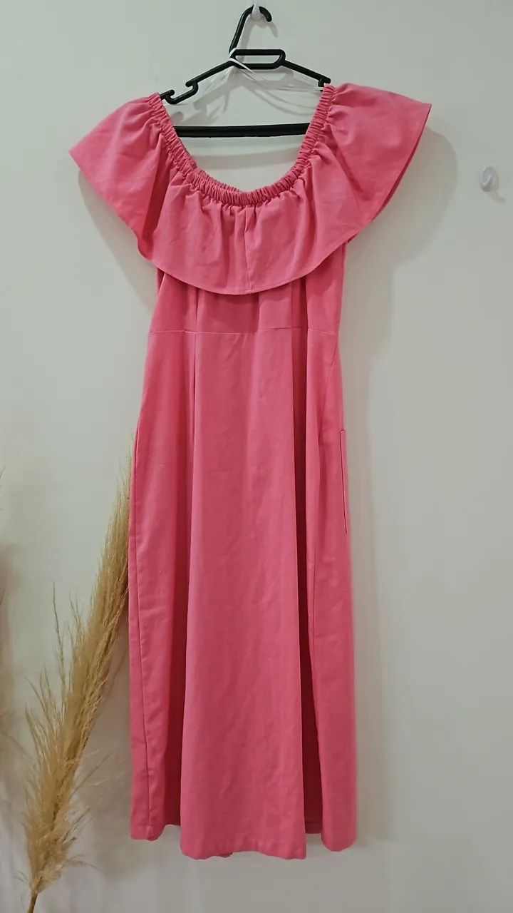 Vestido Rosa longo c botões Tamanho PP - Foto 2