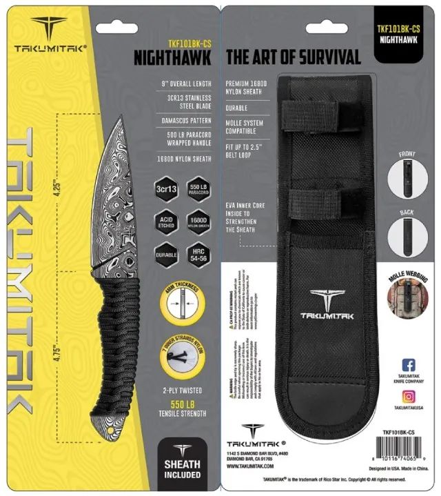 FACA TAKUMITAK NIGHTHAWK TKF101 PARACORD 550 EDC TÁTICA USA DESIGN - Foto 2