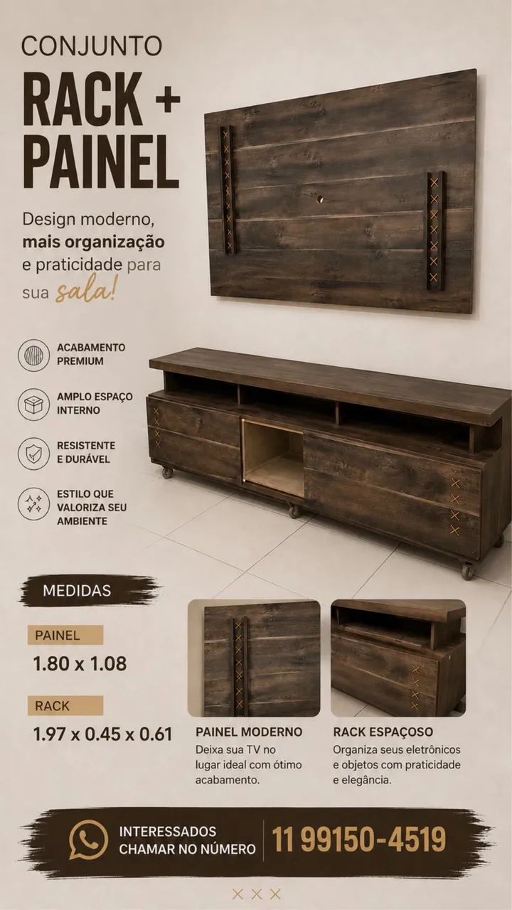Painel com rack 
