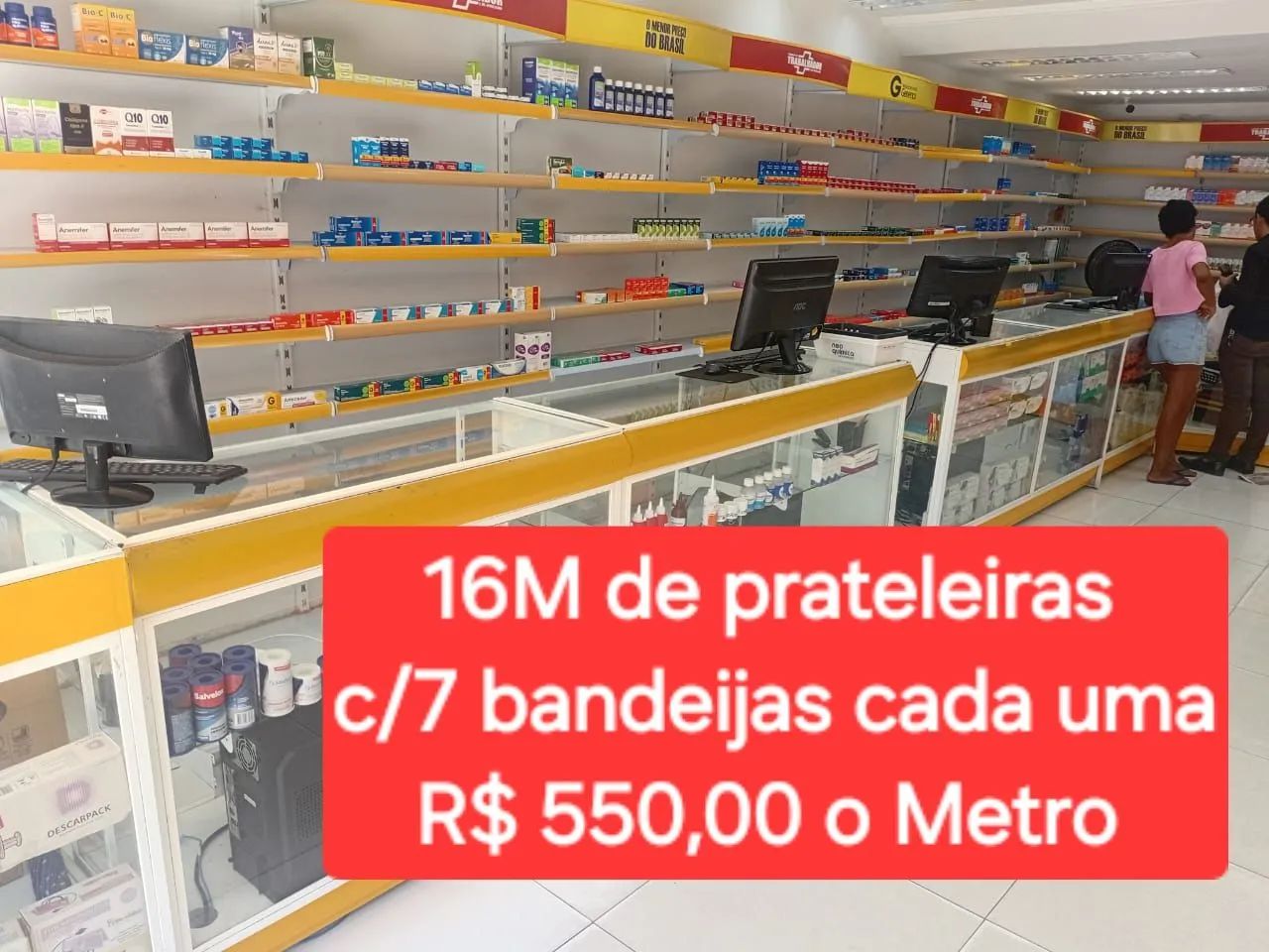 16 Metros de Prateleiras com 7 bandeijas. R$ 550,00 o Metro