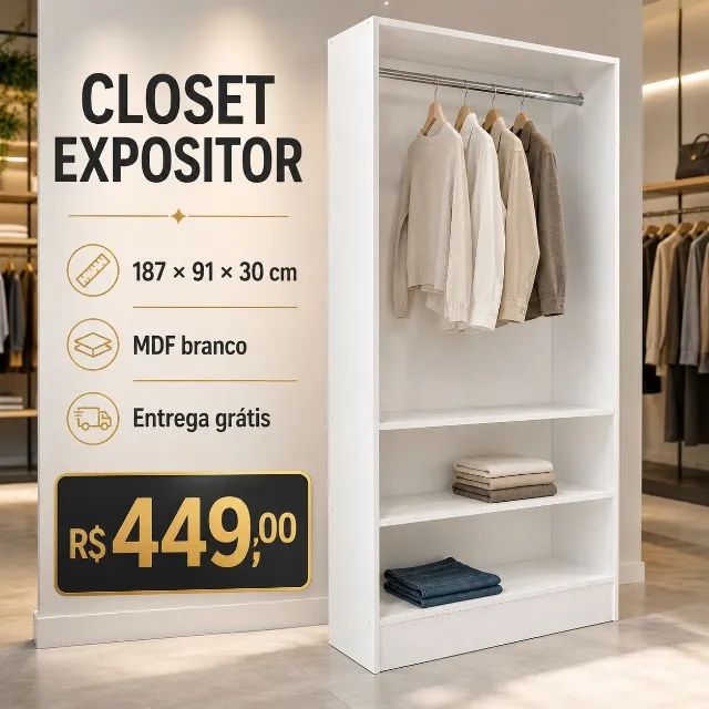 CLOSET SUSPENSO COM CABIDEIRO MDF NOVO 