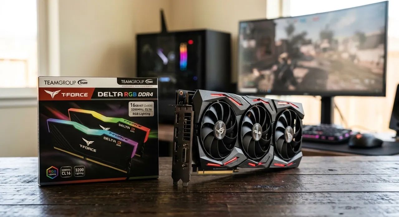 KIT PLACA DE VÍDEO + MEMÓRIA DDR4