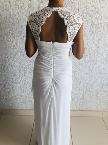 Vendo vestido branco longo. Usado uma vez. Social. - Foto 3