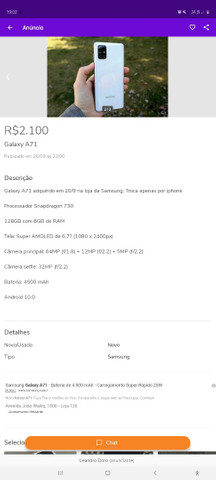 Samsung A71 troco