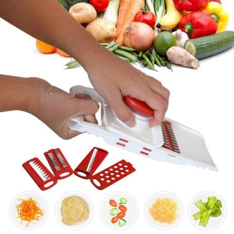 Fatiador De Frios Legumes Queijo Manual 5 Em 1 Picador Alho - Foto 3