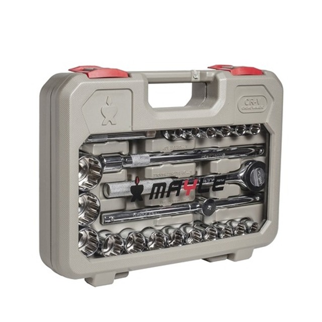 Jogo de Soquetes Estriados 1/2" C/ Maleta Vermelha ou Cinza 23 Peças Mayle - Foto 2
