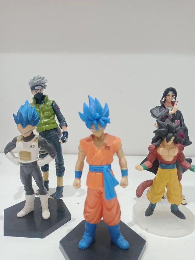 KIT 5 Bonecos, Goku Blue, Vegeta Blue, Goku SSJ4, Itachi e Kakashi