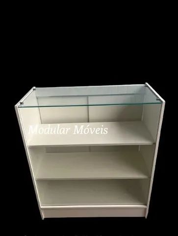 Balcão Vitrine com Vidro Superior e Porta em MDF - Novo - Foto 2
