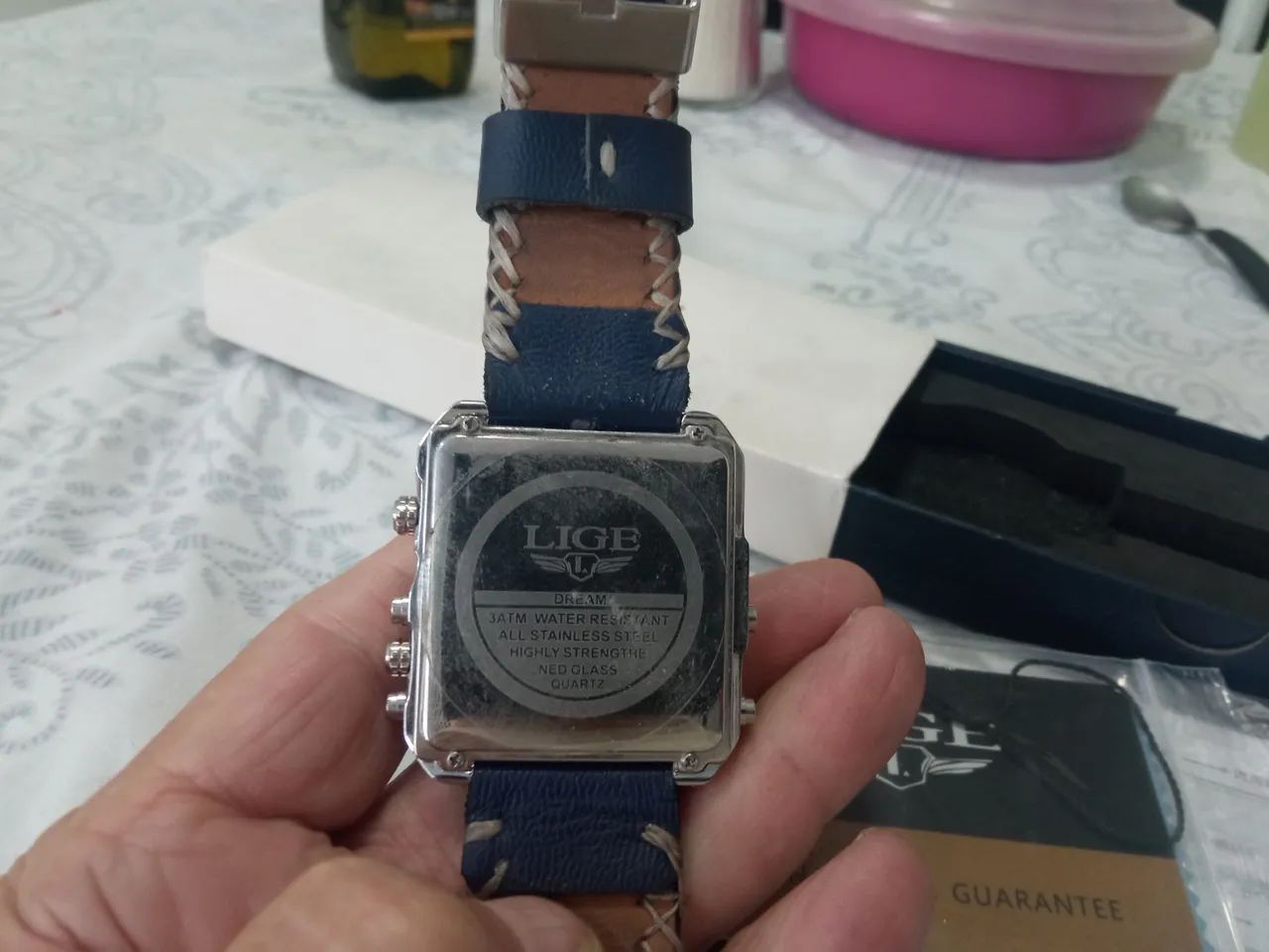 Relógio Lige original dual time e digital com caixa e manual - Foto 3