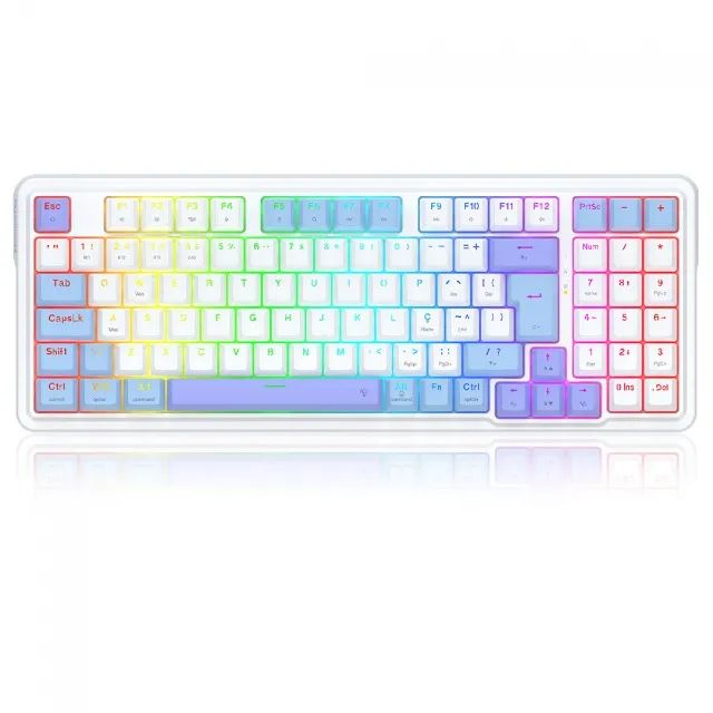Teclado Mecânico 98% Redragon Gloria Pro White/Blue RGB Bluetooth/Wireless - WZetta - Foto 2