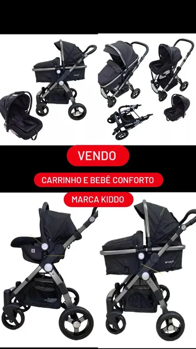 Vendo carrinho e bebê conforto Kiddo