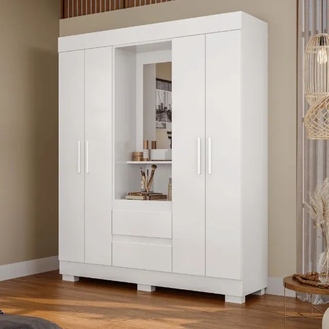 Guarda Roupa Isabely 4 Portas com Espelho e Pés (Novo) - Foto 3
