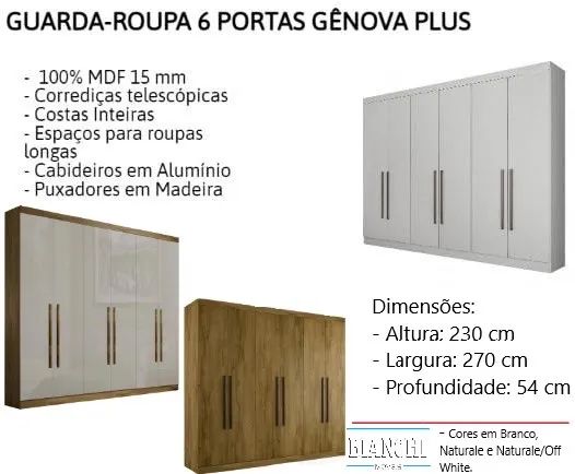 Guarda-Roupa Gênova Plus 100%MDF p43 - Foto 3