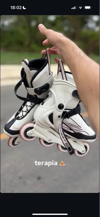 Patins Traxart Semi Novo Branco/ Rosa 