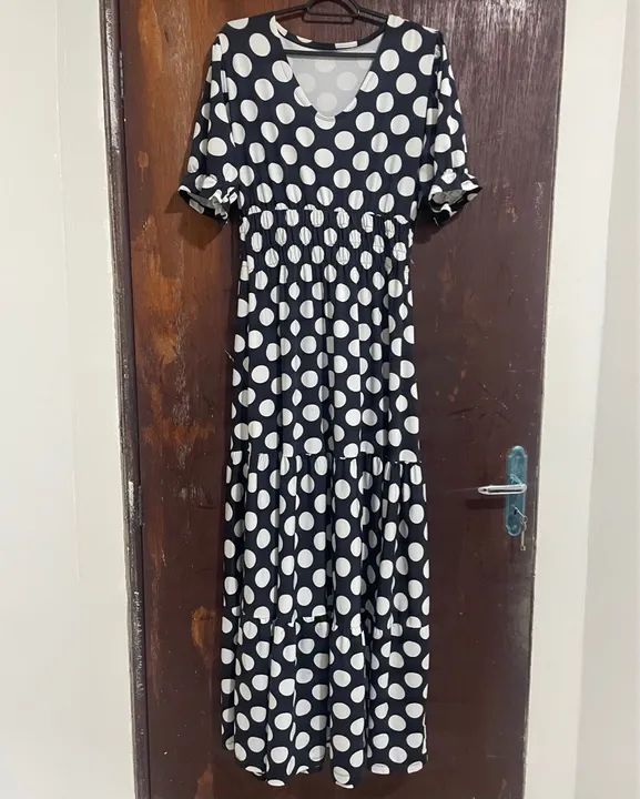 Vestido longo de bolinha