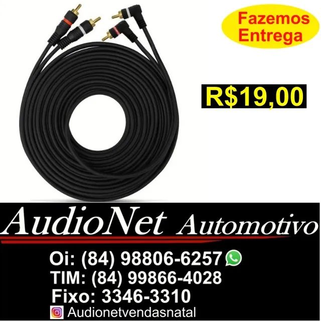 Cabo Rca 5m Preto Kx3 Automotivo Som Carro Intalaçao Som Trio Bob Potencia