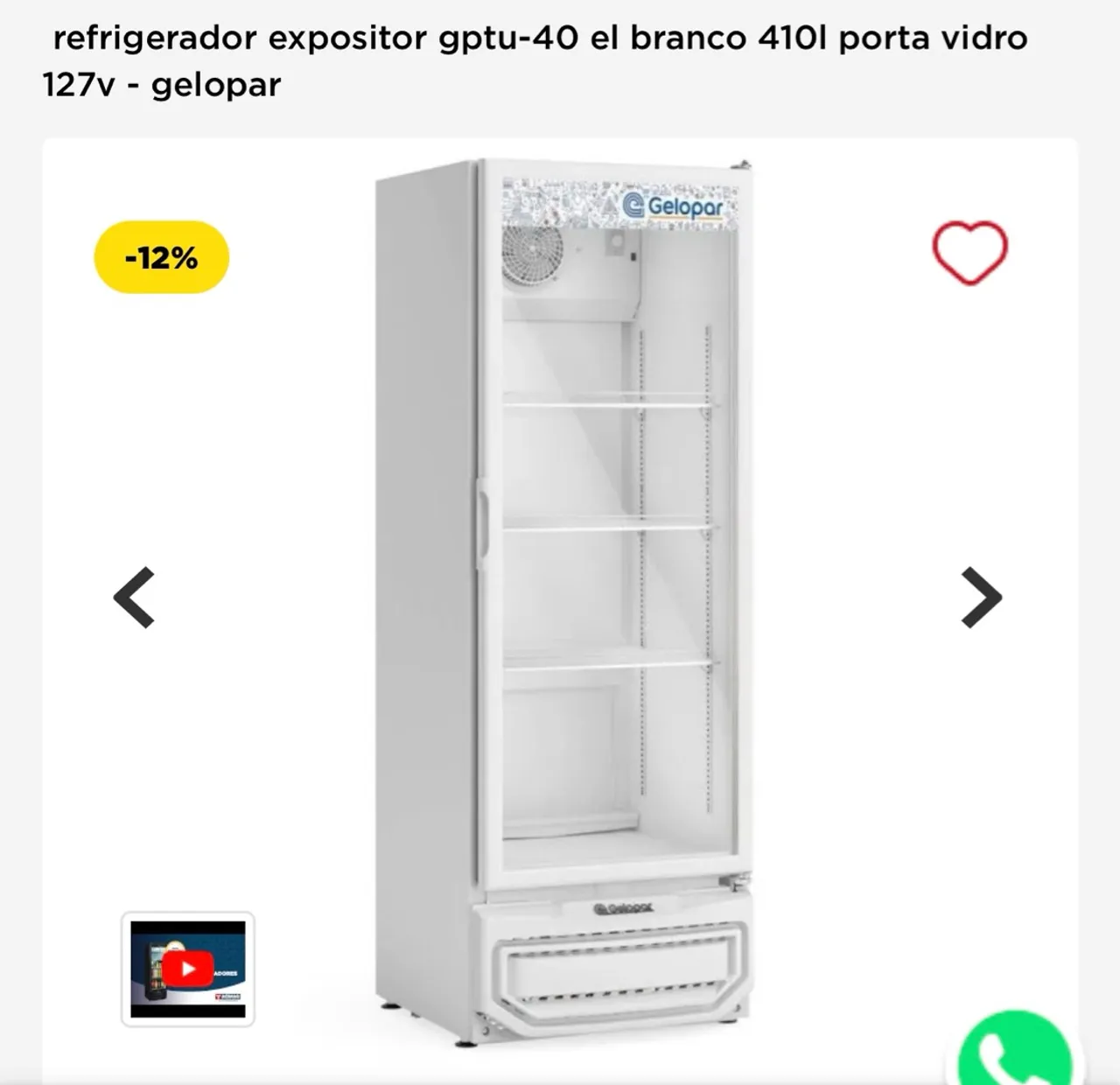 Geladeira Expositora Gelopar GPTU-40 410L 127V