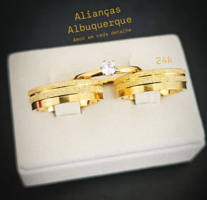 ALIANÇAS DE NOIVADO E CASAMENTO BANHADAS A OURO 24K - Foto 4