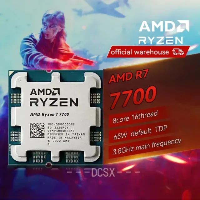 AMD Ryzen 7 7700 Processor 3.8GHz (5.3GHz Max Turbo), 32MB Cache, 8 Cores, 16 Threads, AM564317757733379121