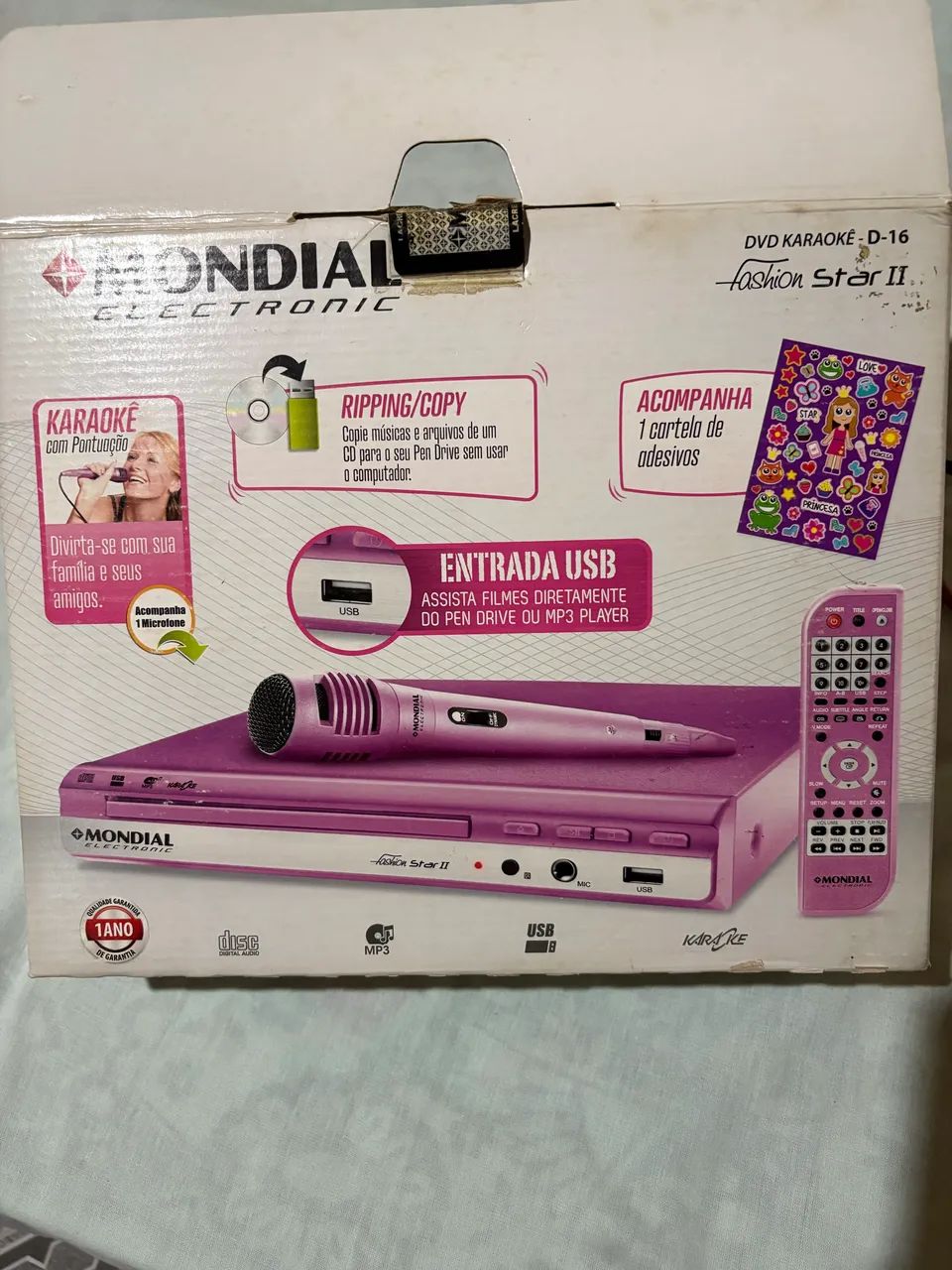 Aparelho DVD rosa com microfone 64167720873473120