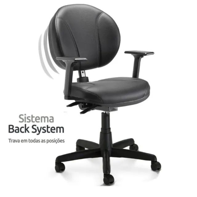 Cadeira Executiva Back System Operativa Braços Reguláveis Corino Preto Modelo 32987 - Foto 3